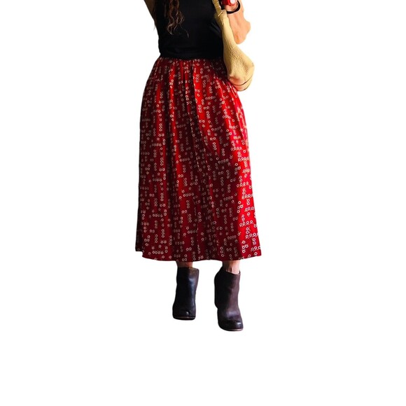 unbranded‎  A-Line Skirt Retro Floral 60s/70s  tinny flowers red size S - Picture 2 of 10